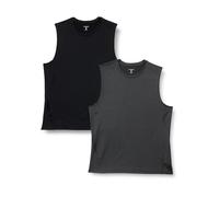 Amazon Essentials Tee Shirt Moulant Stretch sans Manches Léger Active Quick Dry Homme, Gris Graphite Chiné/Noir, XXL