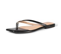Amazon Essentials Tongs à Bouts Carrés Femme, Similicuir Noir, 36 EU