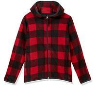 Amazon Essentials Veste à Capuche Zippée en Polaire Garçon, Rouge Carreaux Western, 4 Ans