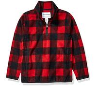Amazon Essentials Veste Zippée 1/4 en Molleton Polaire Garçon, Rouge Gros Carreaux Western, 10 Ans
