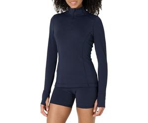 Amazon Essentials Veste Zippée à Manches Longues, Tissu Performant, Extensible et Ultra Doux, Coupe Ajustée Femme, Bleu Marine, S