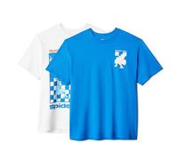 Amazon Essentials Warner Brothers T-shirt en Coton à Col Rond à Manches Courtes, Coupe Classique Homme, Lot de 2, Spider-man Bleu Ivoire, XS