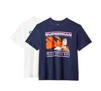Amazon Essentials Warner Brothers T-shirt en Coton à Col Rond à Manches Courtes, Coupe Classique Homme, Lot de 2, Superman Justice, XXL