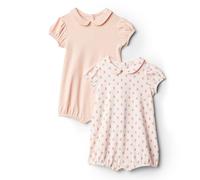 Amazon Essentials x Sofia Grainge Barboteuse à Manches Courtes et Col Peter Pan Bébé Fille, Lot de 2, Fraises/Rayures, 18 mois