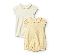 Amazon Essentials x Sofia Grainge Bébé fille Barboteuse à Manches Courtes et Col Claudine, en Coton, Lot de 2