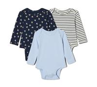 Amazon Essentials x Sofia Grainge Body à manches longues et col rond Mixte Bébé, Lot de 3, Bleu Clair/Lapins/Rayures, 0 mois