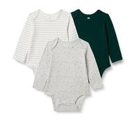 Amazon Essentials x Sofia Grainge Body à manches longues et col rond Mixte Bébé, Lot de 3, Moutons/Rayures/Vert Foncé, Prématuré