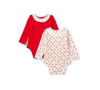 Amazon Essentials x Sofia Grainge Body à Manches Longues et Col Volanté Bébé Fille, Lot de 2, Cœurs/Rouge, 3-6 mois