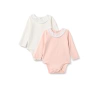 Amazon Essentials x Sofia Grainge Body à Manches Longues et Col Volanté Bébé Fille, Lot de 2, Ivoire/Rose Clair, 3-6 Mois