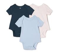 Amazon Essentials x Sofia Grainge Body Col Rond Manches Courtes Mixte Bébé, Lot de 3, Bleu Clair/Bleu Marine Foncé/Ivoire, Prématuré
