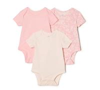 Amazon Essentials x Sofia Grainge Body Col Rond Manches Courtes Mixte Bébé, Lot de 3, Fleuri Délicat/Ivoire/Rose, Prématuré