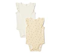 Amazon Essentials x Sofia Grainge Body en Coton, Manches Volantées et Détails Brodés Bébé fille, Lot de 2, Ivoire/Petits Motifs Fleurs, Prématuré