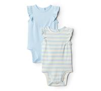 Amazon Essentials x Sofia Grainge Body en Coton, Manches Volantées et Détails Brodés Bébé fille, Lot de 2, Bleu Clair/Rayures, Prématuré