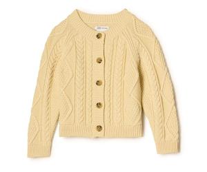Amazon Essentials x Sofia Grainge Cardigan de pêcheur Unisexe pour Tout-Petit, Jaune Beurre, 3T
