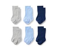 Amazon Essentials x Sofia Grainge Chaussettes Hauteur Genou en Tricot Torsadé Mixte Bébé, 6 Paires, Bleu Clair/Bleu Marine/Gris Chiné, 12-24 Mois