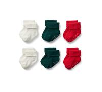 Amazon Essentials x Sofia Grainge Chaussettes Tricotées à Revers Mixte Bébé, 6 Paires, Ivoire/Rouge/Vert Foncé, 12-24 mois