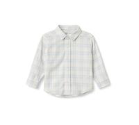 Amazon Essentials x Sofia Grainge Chemise Boutonnée en Flanelle à Carreaux Garçon, Ivoire Bleu Lumière Plaid Simple, 3 Ans