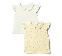 Amazon Essentials x Sofia Grainge Chemisiers à Manches Courtes et Volants en Coton Fille, Pacco da 2, Jaune Floral/Ivoire, 4 ans