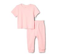 Amazon Essentials x Sofia Grainge Ensemble Chemise et Pantalon à Manches Courtes en Tricot de Coton Bébé garçon, Rose, 3-6 Mois