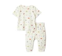 Amazon Essentials x Sofia Grainge Ensemble Chemise et Pantalon à Manches Courtes en Tricot de Coton Bébé garçon, Ivory Beach, 6-9 mois
