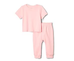 Amazon Essentials x Sofia Grainge Ensemble Chemise et Pantalon à Manches Courtes en Tricot de Coton Bébé garçon, Rose, 3-6 Mois