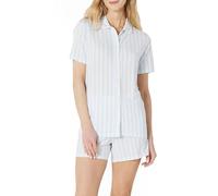 Amazon Essentials x Sofia Grainge Ensemble de Pyjama d'Été à Manches Courtes Assorti Maman et Fille pour Femmes et Filles, Bleu Pâle Larges Rayures, XL