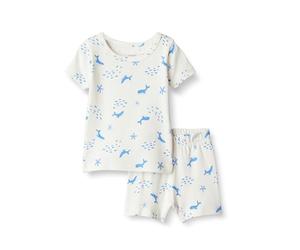 Amazon Essentials x Sofia Grainge Ensemble de Pyjama d'Été à Manches Courtes Assorti Maman et Fille pour Femmes et Filles, Lot de 2, Baleines Ivoire, 3 ans