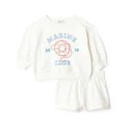 Amazon Essentials x Sofia Grainge Ensemble Décontracté en Tissu Éponge Avec Sweat-shirt et Short Mixte bébé, Ivoire Club marin, 6-9 mois