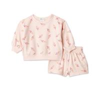 Amazon Essentials x Sofia Grainge Ensemble Décontracté en Tissu Éponge Avec Sweat-shirt et Short Mixte bébé, Crème glacée rose clair, 6-9 mois