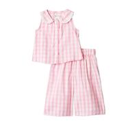Amazon Essentials x Sofia Grainge Ensemble Décontracté Pantalon et Haut Sans Manches en Satin de Coton Fille, Gros vichy rose, 3 ans