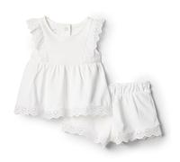 Amazon Essentials x Sofia Grainge Ensemble Décontracté Short et Haut à Œillets, en Coton Bébé fille, Blanc, 0-3 mois