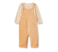 Amazon Essentials x Sofia Grainge Ensemble Salopette en Velours et Body à Manches Longues Mixte Bébé, Lot de 2, Fauve Clair/Rayures, 24 mois