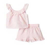 Amazon Essentials x Sofia Grainge Ensemble Short et Haut Sans Manches en Coton et Lin, à Volants Mixte Bébé