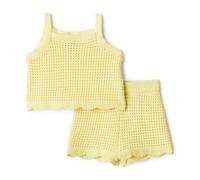 Amazon Essentials x Sofia Grainge Ensembles Sweat-shirts et Débardeurs en Crochet de Coton pour Maman et Moi Mixte Bébé, Jaune Clair, 12 mois