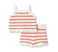 Amazon Essentials x Sofia Grainge Ensembles Sweat-shirts et Débardeurs en Crochet de Coton pour Maman et Moi Mixte Bébé, Ivoire Rouge Uneven Stripe, 3 ans
