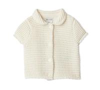Amazon Essentials x Sofia Grainge Pull Boutonné à Manches Courtes et Col Claudine en Coton Bébé fille, Ivoire, 24 mois