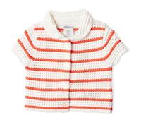 Amazon Essentials x Sofia Grainge Pull Boutonné à Manches Courtes et Col Claudine en Coton Bébé fille, Rayures Inégales Rouge Ivoire, 12 mois