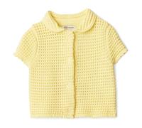 Amazon Essentials x Sofia Grainge Pull Boutonné à Manches Courtes et Col Claudine en Coton Fille, Jaune Clair, 2 ans