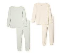 Amazon Essentials x Sofia Grainge Pyjama en Coton, Coupe ajustée Mixte bébé, Lot de 2, Ivoire/Vert Pâle, 4 Ans