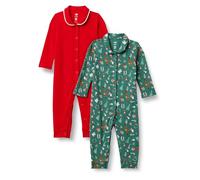 Amazon Essentials x Sofia Grainge Pyjama sans Pieds Mixte Bébé, Lot de 2, Holiday/Rouge, 0 mois