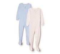 Amazon Essentials x Sofia Grainge Pyjamas à Pieds, en Coton, Coupe Ajustée Mixte Bébé, Lot de 2, Bleu Pâle/Petits Lapins, Prématuré