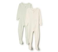 Amazon Essentials x Sofia Grainge Pyjamas à Pieds, en Coton, Coupe Ajustée Mixte Bébé, Lot de 2, Ivoire/Vert Pâle, 18 Mois