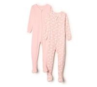 Amazon Essentials x Sofia Grainge Pyjamas à Pieds, en Coton, Coupe Ajustée Mixte Bébé, Lot de 2, Ours Polaire/Rose, Prématuré