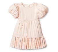 Amazon Essentials x Sofia Grainge Robe à Manches Bouffantes pour bébé Fille, Motif Rayures Classiques, pêche, 18 Mois