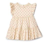 Amazon Essentials x Sofia Grainge Robe Décontractée Ajustée et Évasée en Satin de Coton Tissé Bébé fille, Rose Vif Petit Fraises, 3-6 mois