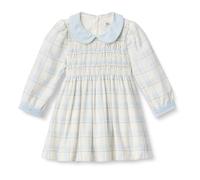 Amazon Essentials x Sofia Grainge Robe en flanelle à manches longues Bébé Fille, Ivoire Bleu Lumière Plaid Simple, 3-6 mois