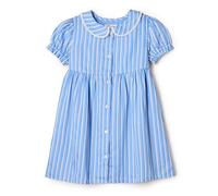 Amazon Essentials x Sofia Grainge Robe en Satin De Coton avec Col Bébé Fille, Bleu Blanc Rayures, 24 Mois