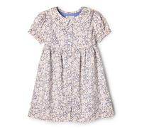 Amazon Essentials x Sofia Grainge Robe en Satin De Coton avec Col Bébé Fille, Bleu Ivoire Fleuri Délicat, 6-9 Mois