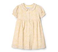 Amazon Essentials x Sofia Grainge Robe en Satin de Coton avec col pour Petite Fille, Jaune Clair, Ivoire, délicat Floral, 2T