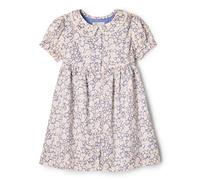 Amazon Essentials x Sofia Grainge Robe en Satin de Coton avec col pour Petite Fille, Motif Floral délicat Bleu Ivoire, 2T